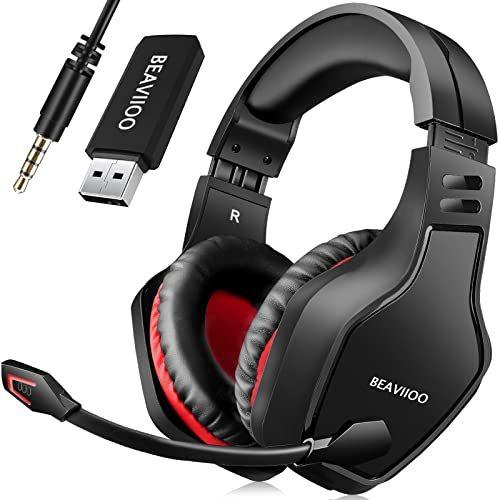 BEAVIIOO 2.4G Wireless Gaming Headset with Microph...