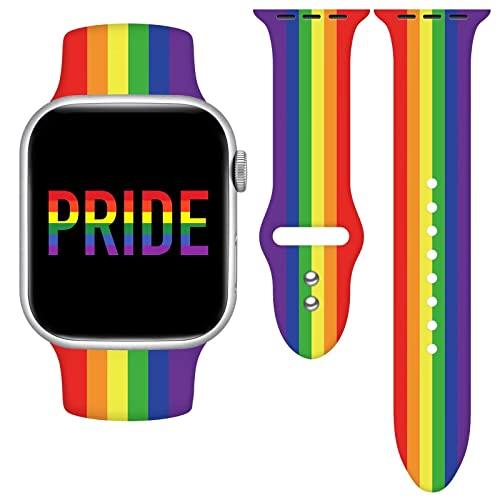 Pride レインボー スポーツ LGBTQ 腕時計バンド Apple Watch 38mm 40m...