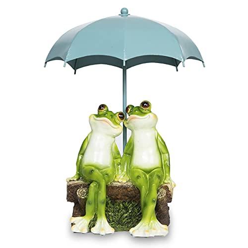 Frog Garden Statue - 樹脂製 ハッピーカップルフロッグ ベンチ 置物 屋内 屋外...