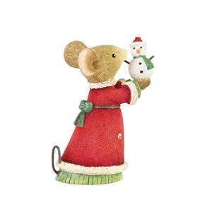 Enesco Tails with Heart Christmas Mouse Holding a Tiny Snowman Figur 並行輸入｜selectshopwakagiya