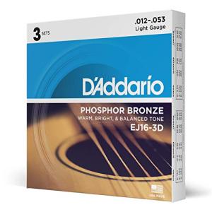 D'Addario ダダリオ アコースティックギター弦 フォスファーブロンズ Light .012-.053 EJ16-3D 3set入 並行輸入｜selectshopwakagiya