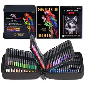 PRINA Art Supplies 120色色鉛筆セット 大人用 スケッチブック付き塗り絵 プロフェッショナルで生き生きとしたアーティ 並行輸入｜selectshopwakagiya