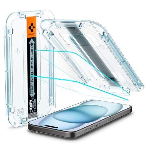 Spigen EZ Fit ガラスフィルム iPhone 15 用 貼り付けキット付き iPhone...