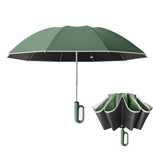 逆さ傘 自動開閉 晴雨兼用カラビナハンドル 折り畳み傘 軽い UVカットUPF50 紫外線遮断 メン...