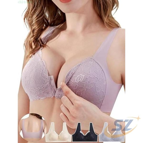 ブラジャー 前ホック フロントホックブラ 前開きブラジャー 大きいサイズゾンチーノンワイヤーブラ 脇...