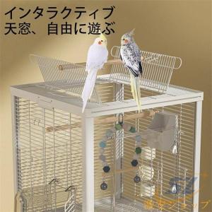 鳥かご 鳥籠 ケージ 透明 通気性 大型 餌入...の詳細画像2