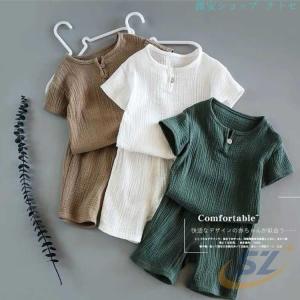 リネン キッズ 半袖tシャツ ベビー服 上下セ...の詳細画像1