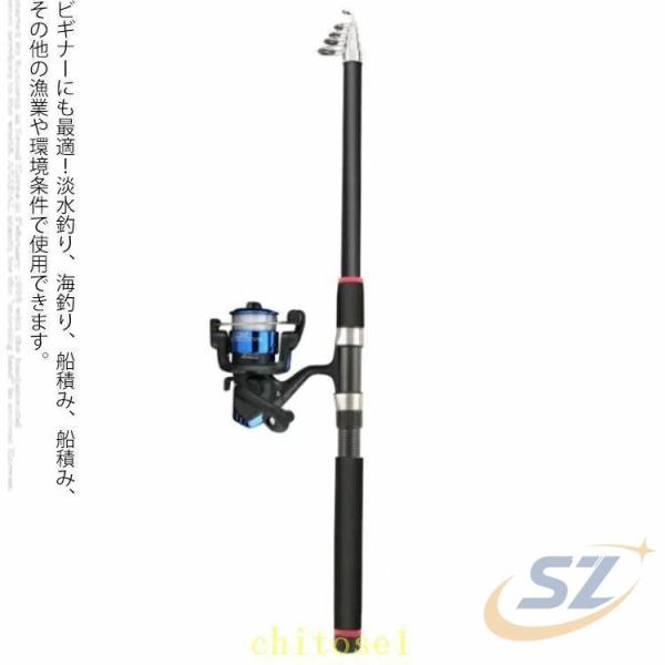 釣り竿 ルアーロッド 2.7m 3m 3.6m 炭素 伸縮 ロッド 竿 リールセット スピニングリー...