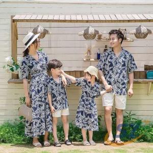 親子 ペアルック ペアtシャツ アロハ シャツ 花柄 ハワイ リンクコーデ 親子ペア シェンヘン カップル アロハシャツ ワンピース ママ マキシワンピース 男の子