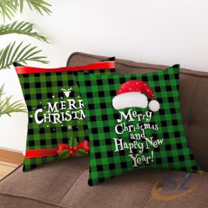 クッション カバー 枕 椅子用 リビング オフィス 装飾 インテリア 45×45 綿 麻 シェンヘン クリスマス抱き サンタクロース鹿クリスマスツリー 在宅勤務