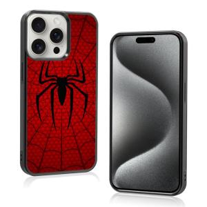 Odhtst レッド スマホケース スパイダー iPhone 15 Pro - 耐衝撃 保護 デザイナー かわいい クール カバー ブラック 電話ケー｜selectshp-sophia