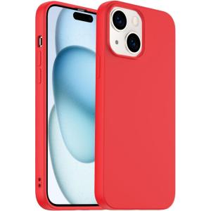 Amytor iPhone 15 Plus用ケース シリコン 超薄型 耐衝撃 ソフト傷防止マイクロファイバー裏地 [カメラ保護を強化] (レッド)★海｜selectshp-sophia