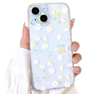 Lovmooful iPhone 15 ケース かわいい クリア オイル フラワー 花柄 デザイン ガールズ レディース ソフト TPU 耐衝撃 保護｜selectshp-sophia