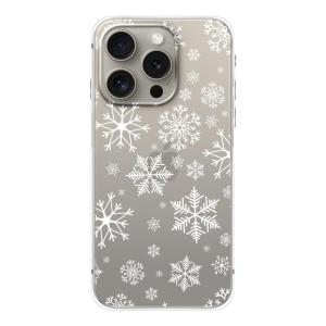 Blingy's iPhone 15 Pro用ケース かわいいクリスマスパターン 冬の雪の結晶デザイン 透明ソフトTPU保護クリアケース iPhone｜selectshp-sophia