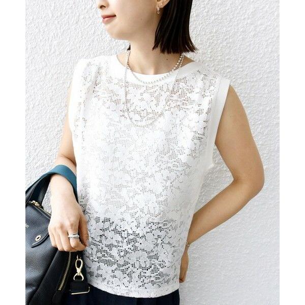 SHIPS / シップス 〈手洗い可能〉オーガニック コットン レース ノースリーブ プルオーバー