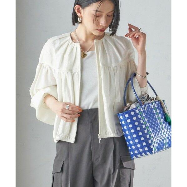 SHIPS / シップス 〈手洗い可能〉リネン混 シアー ギャザー ブルゾン