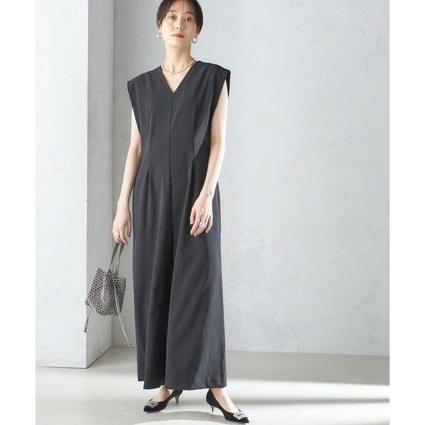SHIPS / シップス little black:Vネック ワイド シルエット オールインワン（セ...