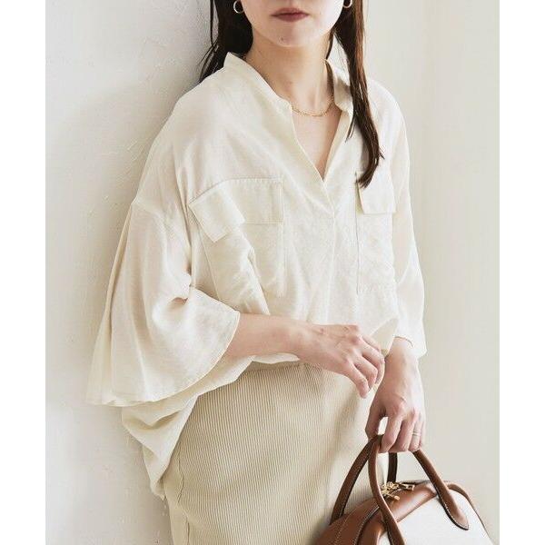 SHIPS / シップス quaranciel:〈手洗い可能〉フレア ハーフスリーブ バンドカラー ...