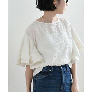 SHIPS for women / シップスウィメン quaranciel:〈洗濯機可能〉サッカー ラッフル スリーブ ブラウス｜selectsquare