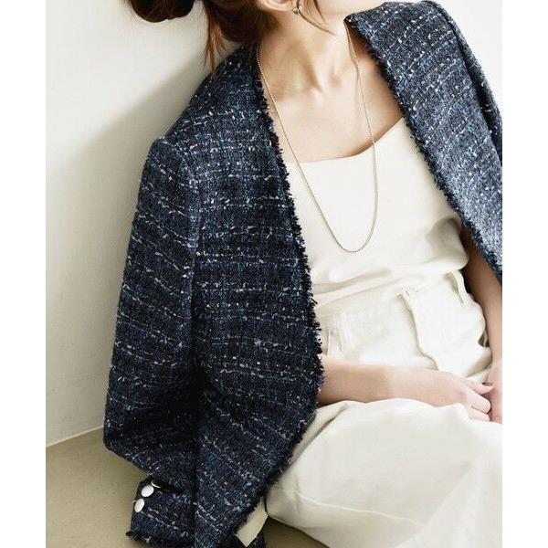 SHIPS / シップス quaranciel: ツイード ノーラペル フリンジ ジャケット