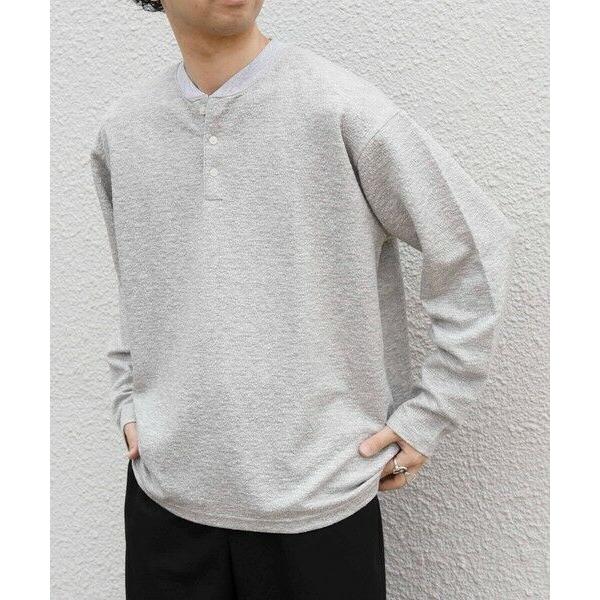 SHIPS / シップス 〈洗濯機可能〉フクレ ジャカード リラックス ヘンリーネックTシャツ(ロン...