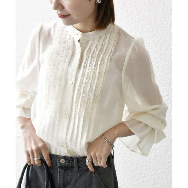 SHIPS / シップス SHIPS any:〈手洗い可能〉シアー フリル バンドカラー シャツ ブ...