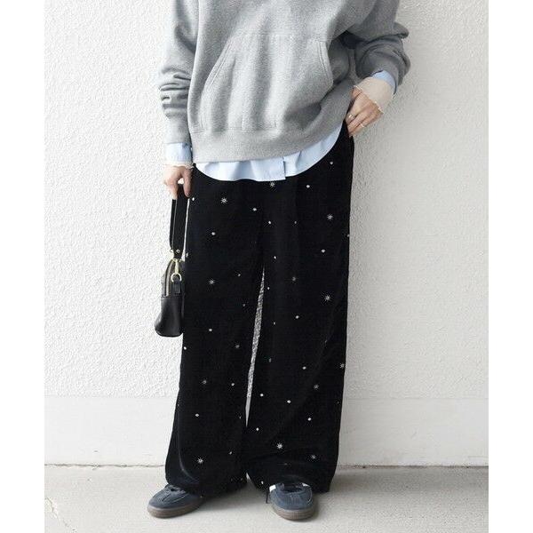 SHIPS / シップス SHIPS any:〈手洗い可能〉ポリエステル ベロア 刺繍 ストレート ...