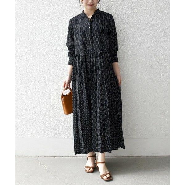 SHIPS / シップス SHIPS any:〈手洗い可能〉ドット バンドカラー プリーツ ロング ...