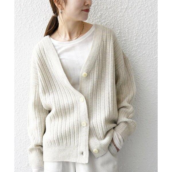 SHIPS / シップス SHIPS any: リブ タック編み Vネック ルーズ ニット カーディ...