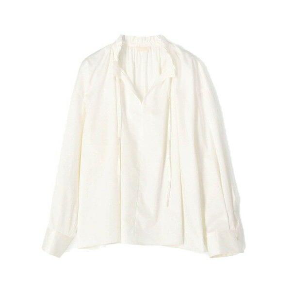 TOMORROWLAND / トゥモローランド ハイカウントサテン ネックフリルブラウス