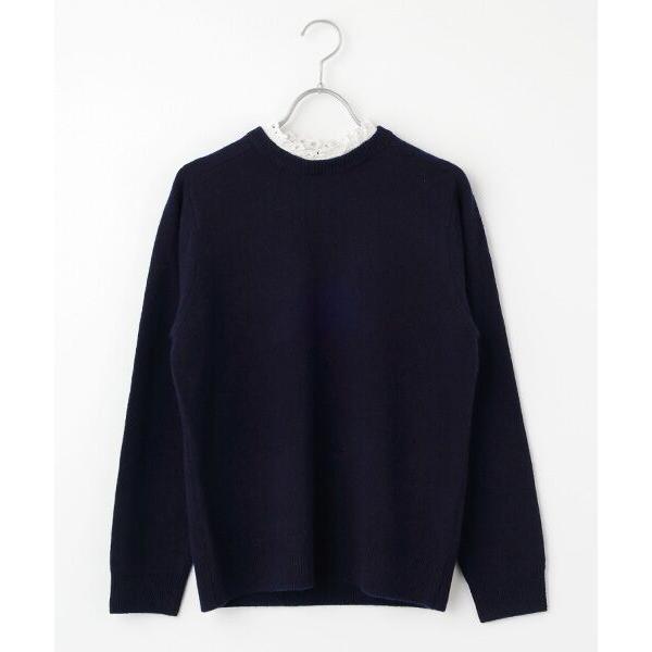 Harriss / ハリス 綿レースフリル衿付キクルーセーター