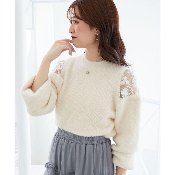 MAJESTIC LEGON / マジェスティックレゴン ショルダーレースシャギーニット