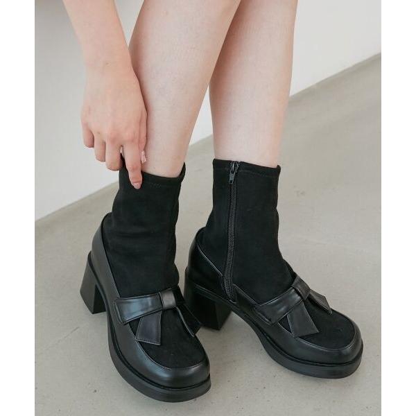 MAJESTIC LEGON / マジェスティックレゴン リボンローファーコンビブーツ