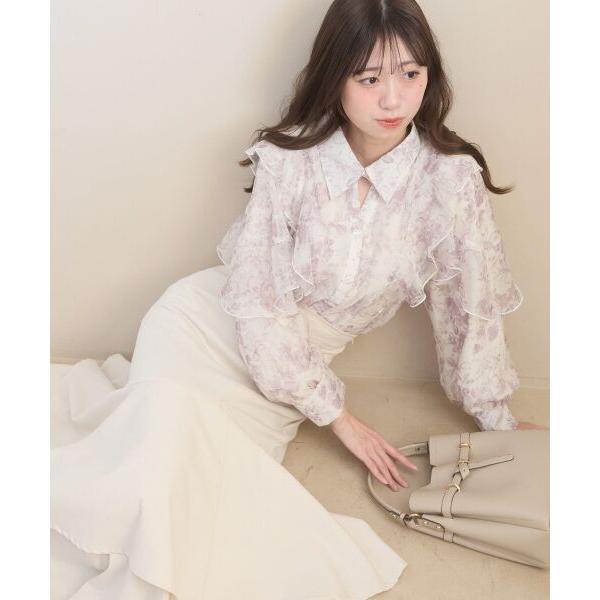 MAJESTIC LEGON / マジェスティックレゴン 襟付きエアリーフリルブラウス