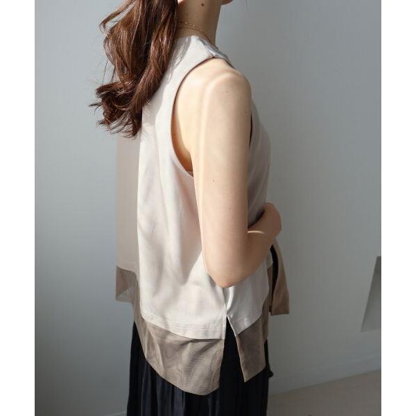 le.coeur blanc / ルクールブラン サテン×スムース 裾チュールタンク