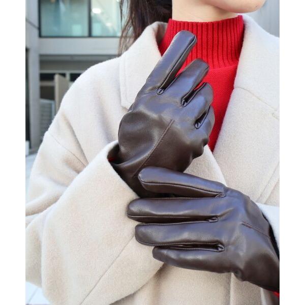 le.coeur blanc / ルクールブラン ギャザーフェイクレザーグローブ