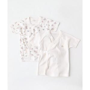 petit main / プティマイン オーガニックコットン ワンポイント＆総柄短肌着2枚セット