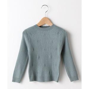 petit main / プティマイン 花柄編みテレコニット