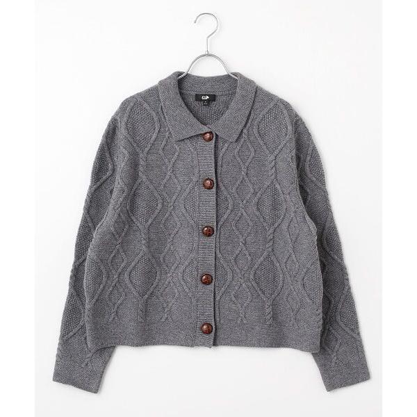 DGBH / ディージービーエイチ ウィメンズ・襟付きアーガイルケーブル編みカーディガン
