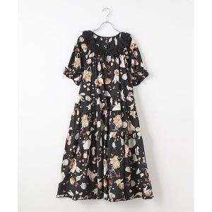 PINK HOUSE / ピンクハウス リボンブーケプリントワンピース