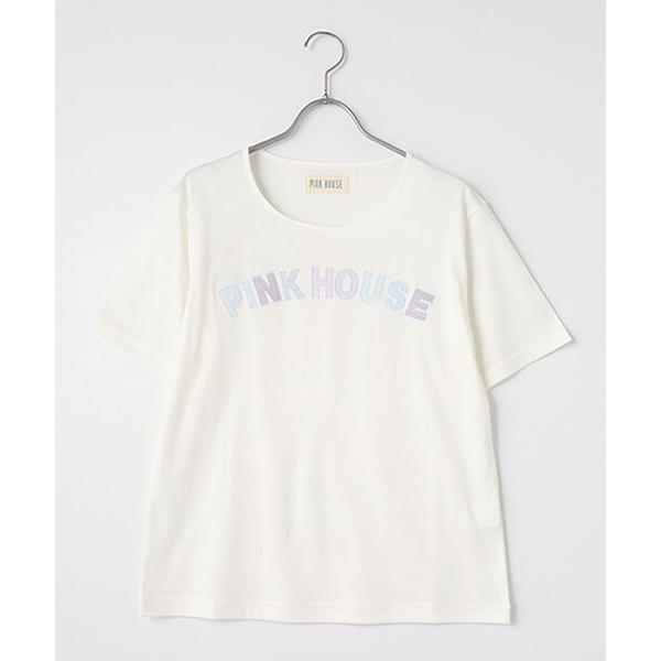 PINK HOUSE / ピンクハウス あじさいグラデーションロゴアップリケカットソー