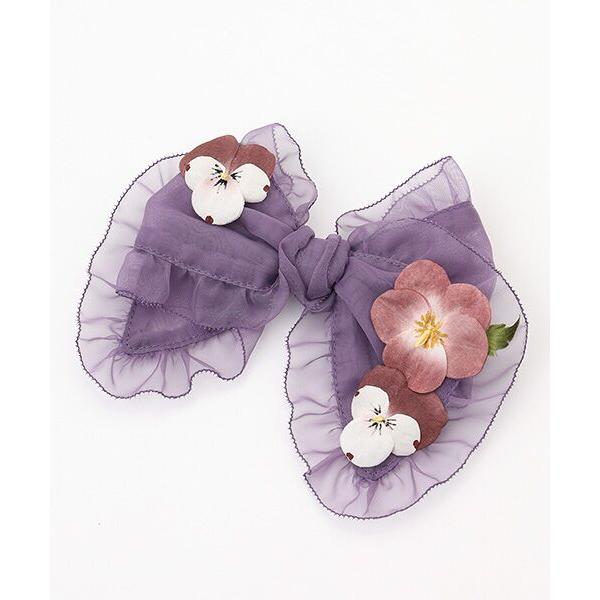 PINK HOUSE / ピンクハウス パンジーコサージュ付きオーガンジーリボンブローチ