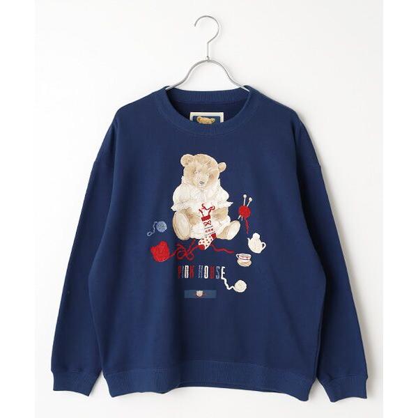 PINK HOUSE / ピンクハウス 三つ子のくまの冬支度プリントトレーナー