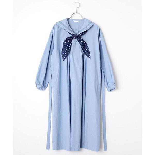 PINK HOUSE / ピンクハウス 水玉スカーフ付きダンガリーセーラーワンピース