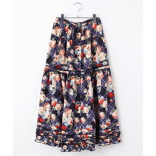 PINK HOUSE / ピンクハウス フラワーチェックプリントスカート