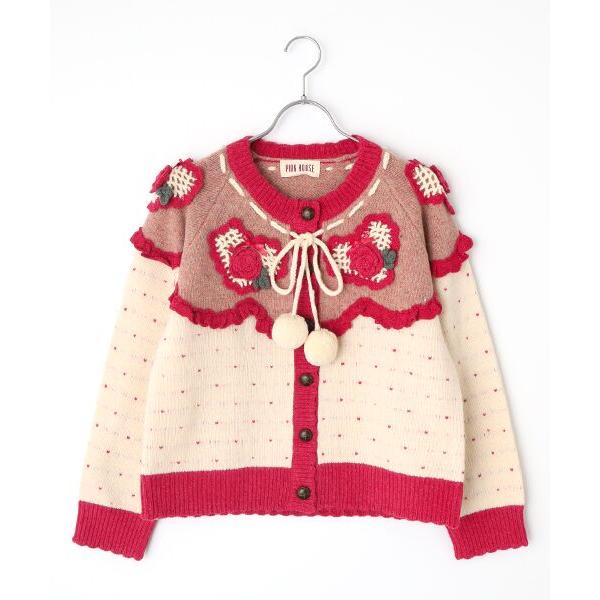 PINK HOUSE / ピンクハウス ハートモチーフ使いヨークニットカーディガン