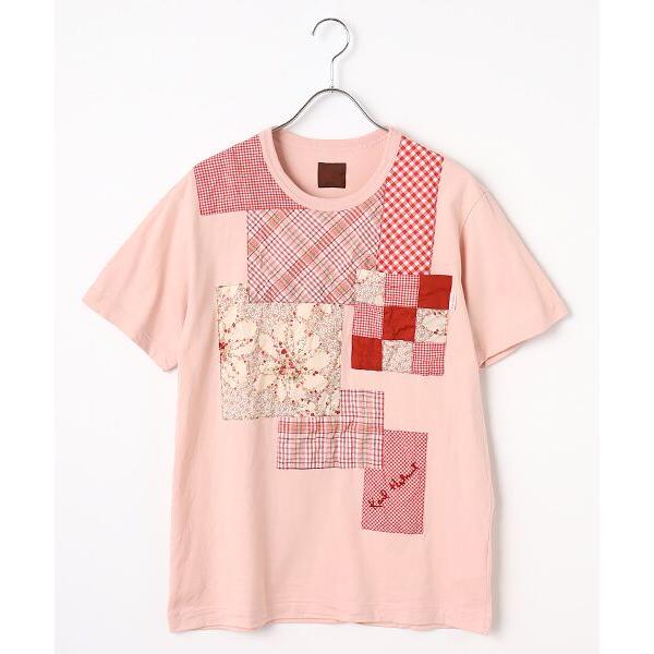 PINK HOUSE / ピンクハウス マーブルローズプリントパッチワークTシャツ