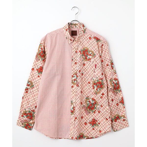 PINK HOUSE / ピンクハウス 苺リースプリントパッチワークシャツブラウス