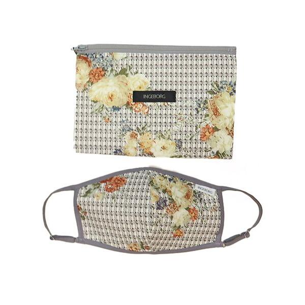 INGEBORG / インゲボルグ 【OUTLET】チェックフラワープリントマスク＆マスクケース