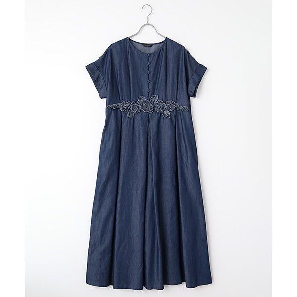 INGEBORG / インゲボルグ フラワーモチーフデニムワンピース